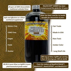 MediSILVER® AMBER Immunity Booster Traditional Colloidal Silver AgNP: 500 mL