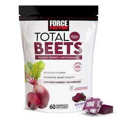 Force Factor Total Beets Soft Chews 60 Count (Pack of 1), White (Packaging)