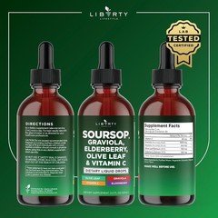 2PK Soursop Graviola Digestive Antioxidant Liquid Drops + Elderberry, Olive Leaf