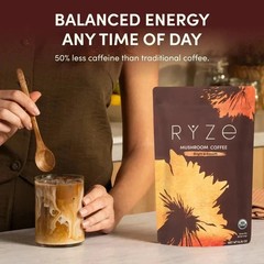 Organic Ryze Mushroom Coffee 6 Adaptogenic Mushrooms MCT Oil Herbal Support