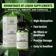 Benevolent Liquid Chlorophyll Drops 4 Month Supply Alcohol Free Detox