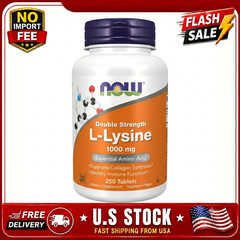 NOW Foods L-Lysine 1000mg Double Strength 250 Tablets Vegan Amino Acid Supplemen