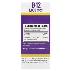 Methylcobalamin B-12, 1,000 mcg, 60 MicroLingual® Instant Dissolve Tablets