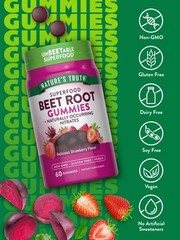 Beet Root Gummies | 60 Count | Super Food | with Black Pepper | Strawberry Fl…