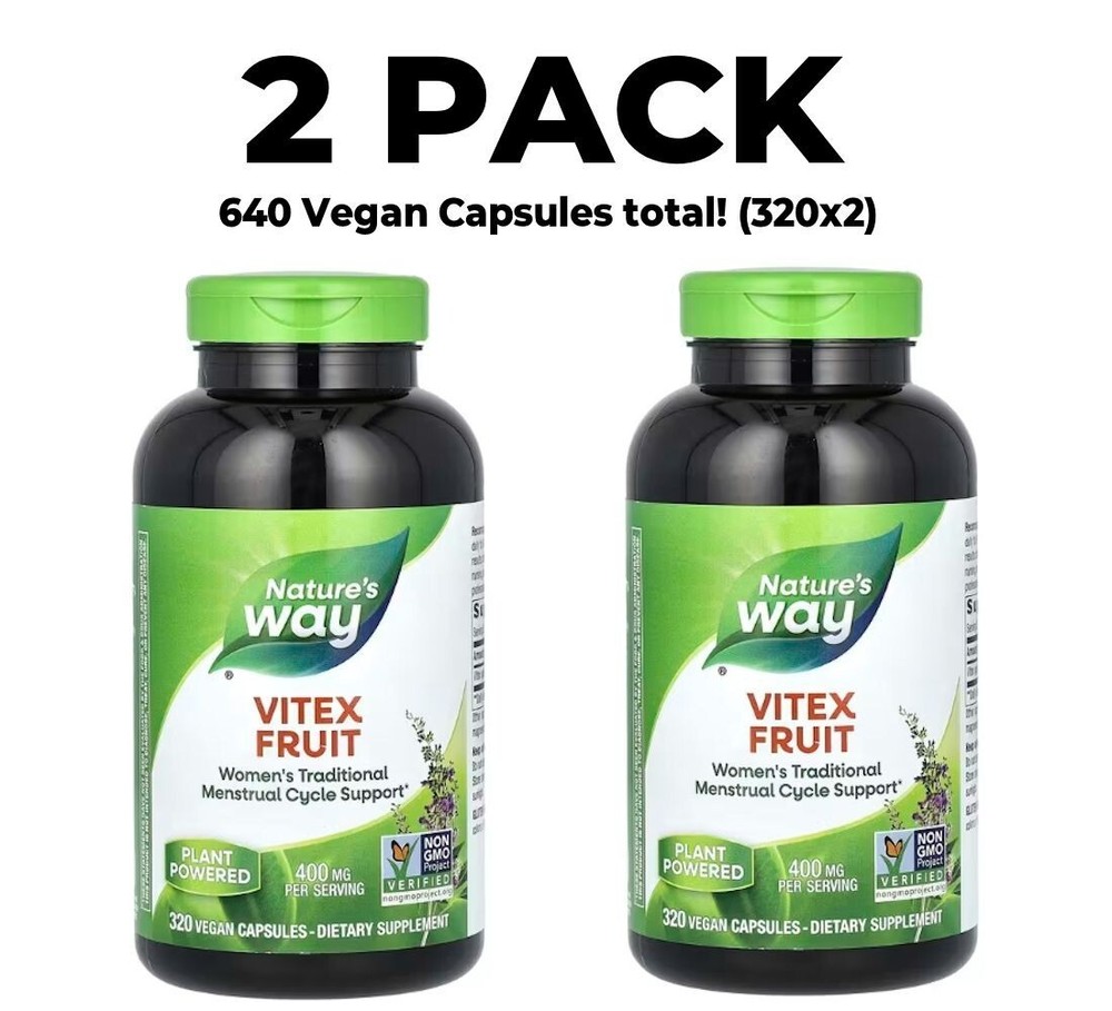 Nature’s Way, Vitex Fruit, 2 PACK, 400 mg per serving, 320 Vegan Capsules each