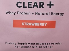 Tranont Clear + Whey Protein + Natural Energy Strawberry 13.4 oz – New! Exp 2/27
