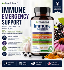 10 in 1 Immune Support Formula Elderberry Vitamin C Zinc Echinacea Ginger 120pc