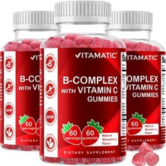 (3 Pack) Vitamatic Vitamin B Complex Gummies with Vitamin C & Inositol