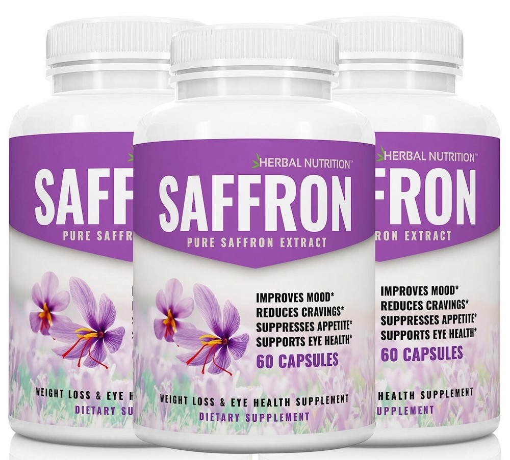Three Pack Best Saffron Extract for Weight Loss, Eye Health Supplement 88.5mg!