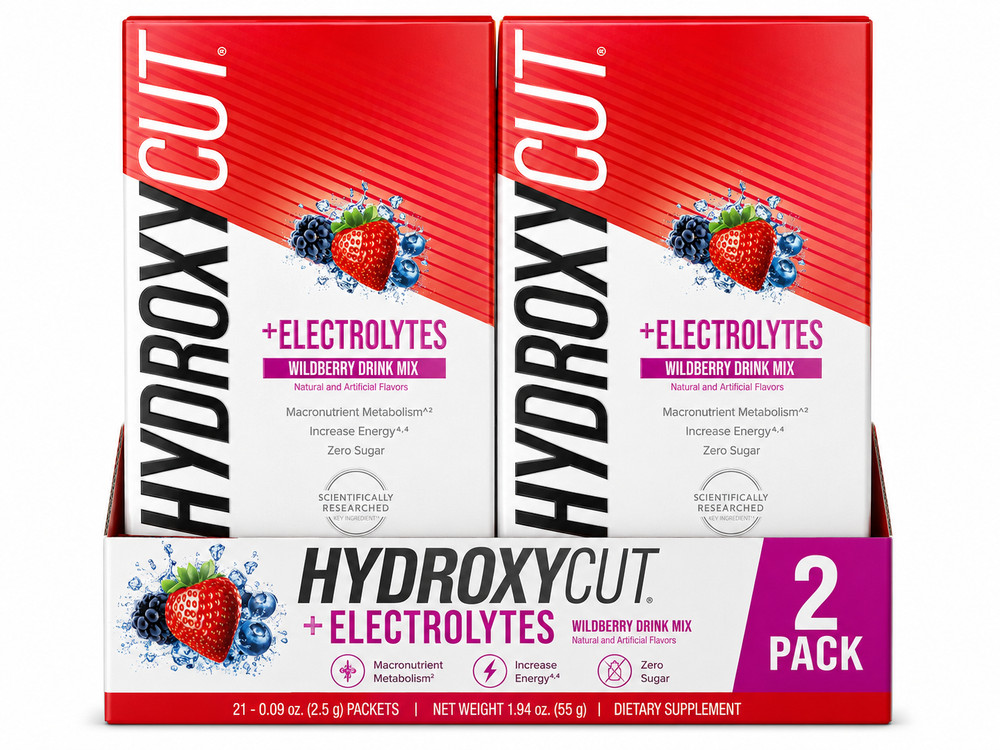 Muscletech Hydroxycut Weight Loss + Electrolytes Drink Mix Wildberry 21 pckts2pk