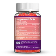 60 Count Raspberry Lemon Chewable Potassium Supplement 1000mg for Adults