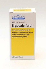 Nivagen Ergocalciferol Oral Solution Vitamin D Supplement Drops 0.2 mg 2 Ounce