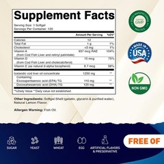 3 Pack – Vitamatic Norwegian Cod Liver Oil 1250mg 360 Softgels (Lemon Flavor)