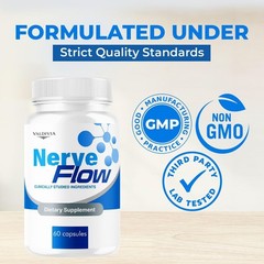NerveFlow Nerve Support Supplement Capsules Neuropathy Natural 1 Pack 60Ct