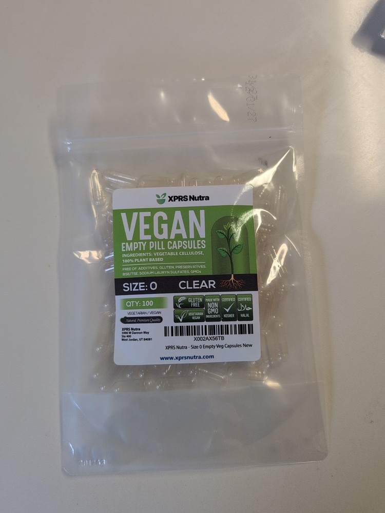 Size 0 Empty Capsules-100 Count Clear Empty Vegan Capsules Vegetarian A31