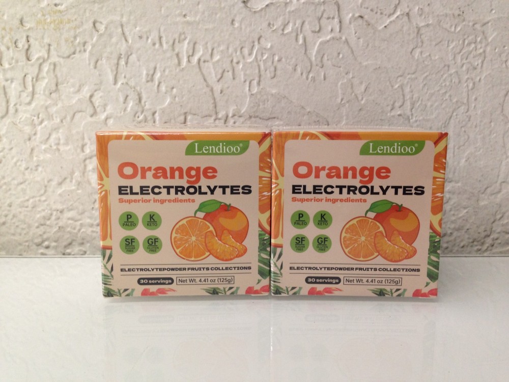Orange Flavour Electrolytes Powder 4.41 oz Sugar-Free Gluten-Free – 2 Pack