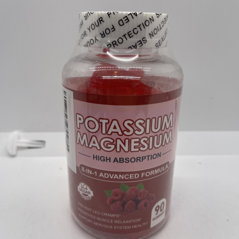 Magnesium Potassium Supplement Gummies High Absorption Vegan 90 Count Exp 12/26