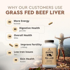 Grass Fed Beef Liver Supplements Endurance Strong Bones Vibrant Skin 180 Caps US