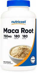 Nutricost Maca Root 750mg, 180 Caps – 180 Servings, Non-GMO, GF – EXP 11/2028