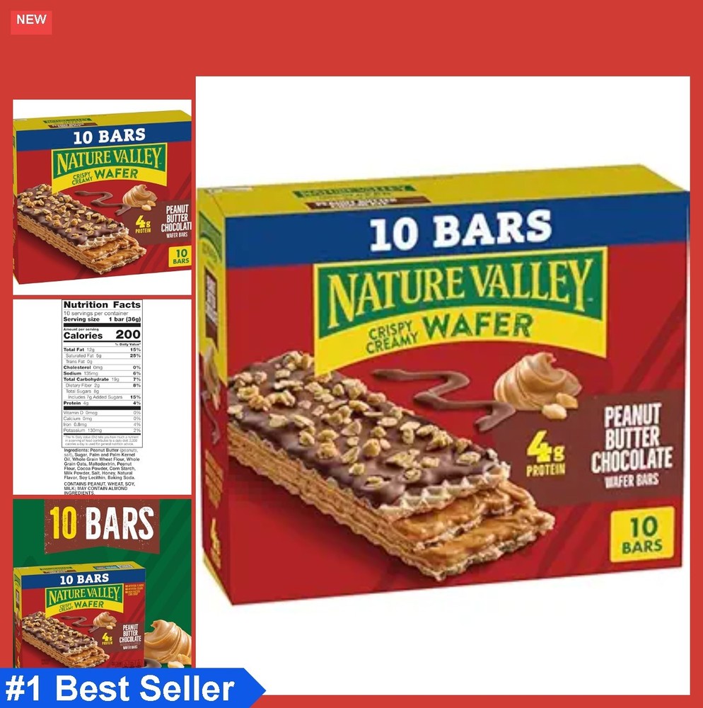 Crispy Creamy Wafer Bars, Peanut Butter Chocolate, 4g Protein, 10 Bars, 13 oz
