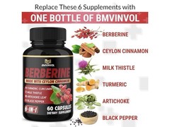 (3 Pack) Berberine Supplement 4700mg with Ceylon Cinnamon Turmeric 180 Caps 3/27