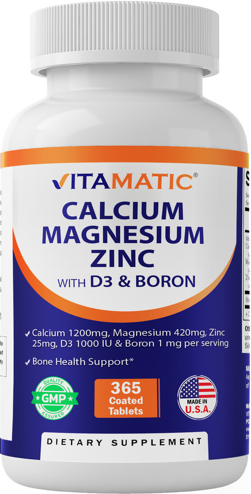 Vitamatic Calcium Magnesium Zinc D3 Boron | 365 Coated Tablets