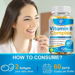 Vitamin B Complex Capsules B1 B2 B3 B5 B6 B7 B9 B12 Folic Acid & Biotin Energy