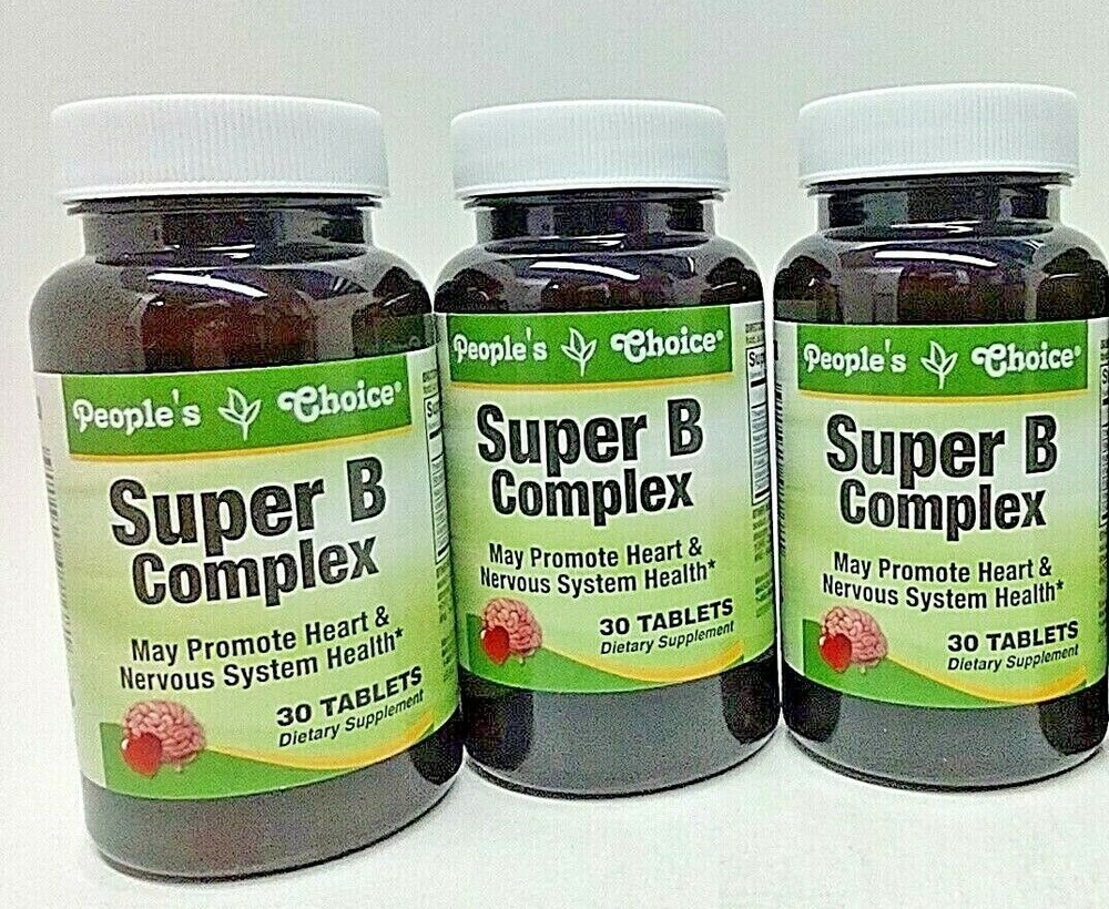 LOT 3 x Super B Complex 30 Tablets/Bottle Vitamin B1,B2,B6,B12,Niacin NEW SEALED