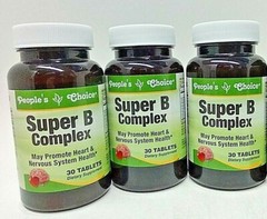 LOT 3 x Super B Complex 30 Tablets/Bottle Vitamin B1,B2,B6,B12,Niacin NEW SEALED