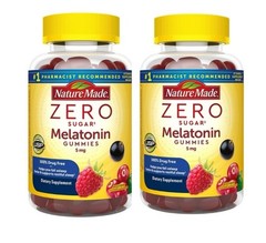 2 Nature Made Zero Melatonin 5 mg Gummies 70 Count Exp 10/2027