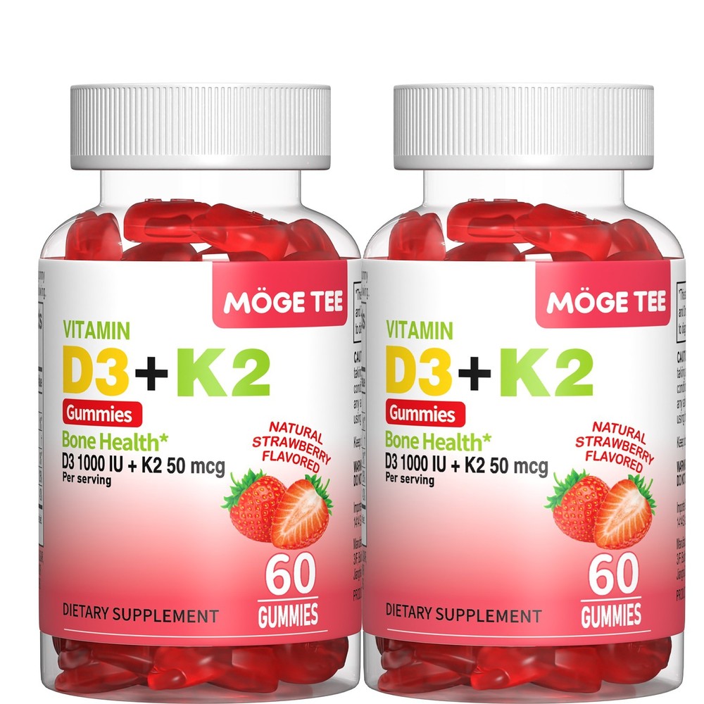 2Pack Vitamin D3 K2 Gummies – 60 Count – Support Bone Heart Immune Health Energy