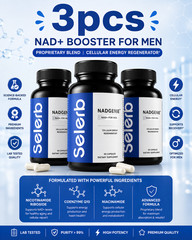 Selerb NAD+ Supplement for Men L-Carnitine, L-Arginine, Maca & Ashwagandha 3pcs