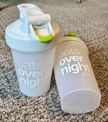 Lot of 2 ORIGINAL Oats Overnight Oatmeal Blender Bottle Shaker Mixer To Go Cup