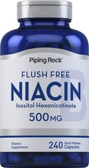 Niacin Flush Free 500mg | 240 Capsules | Vitamin B3 Supplement | By Piping Rock