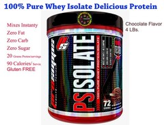 PS Isolate, 100% Pure Whey Isolate Protein Chocolate flavor 4 lbs, 72 Servings