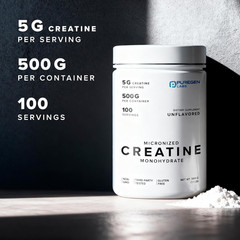 Puregen Labs Micronized Creatine Monohydrate Powder 500G – Pure, Unflavored, No