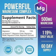 Magnesium Complex Supplement 500 mg – 5 in 1 High Absorption Chelated Magnesium