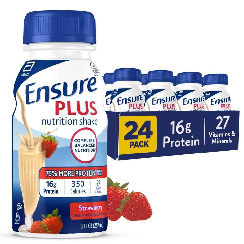 Ensure Plus Strawberry Nutrition Shake | Meal Replacement Shake | Ready To Dr…