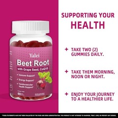 Beet Root Gummies CoQ10 Grape Seed Nitric Oxide Energy Remolacha Coenzima Q10