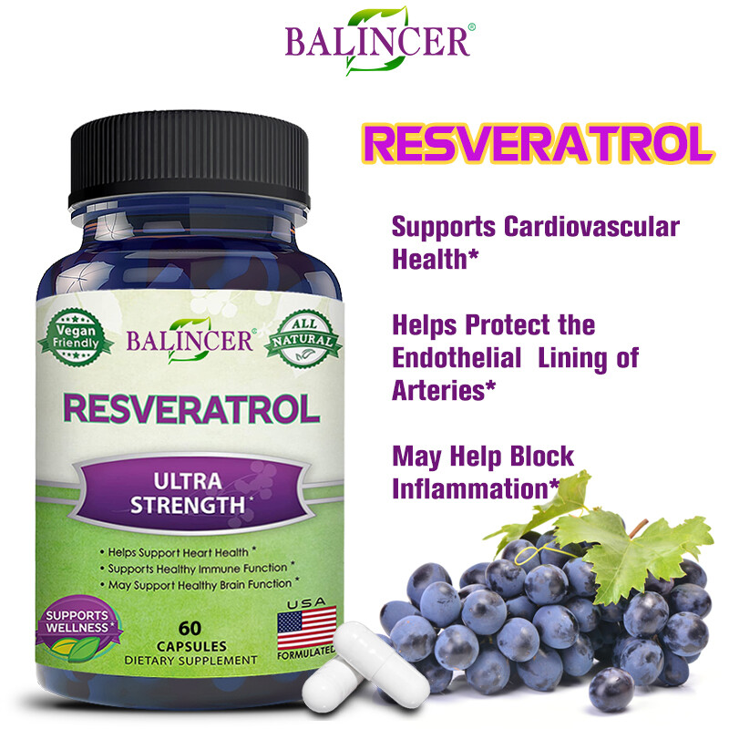 Resveratrol Extract 1000mg Supplements, Anti Aging, Joint Pain, 60 Caps