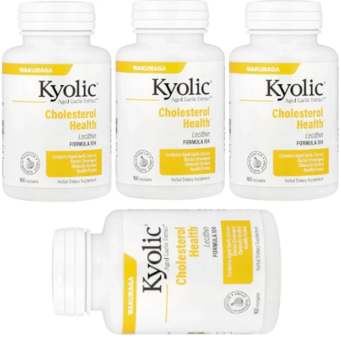 Aged Garlic Extract Lecithin Cholesterol Formula #104, 100 caps Each (Pack of 4)