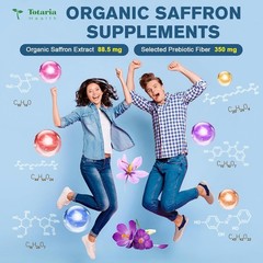 Organic Saffron Supplements with Prebiotic Fiber | 60 Caps, 88.5mg Per Serving