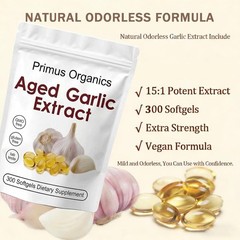 Primus Aged Garlic Extract Softgels 24 Odorless All-Natural Vegetarian 300 C…