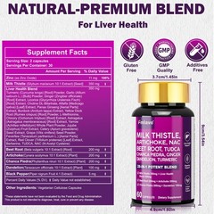 Liver & Lung Cleanse, Detox Support Supplement with Milk Thistle, Mullein Leaf