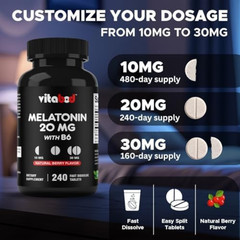 Melatonin 20mg High Potency Natural Sleep Aid Berry Flavor 240 Fast Dissolve TAB