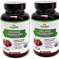 4 Cranberry Extract USDA Organic Zazzee Natural 12500mg 100×4 Concentrate Lot of