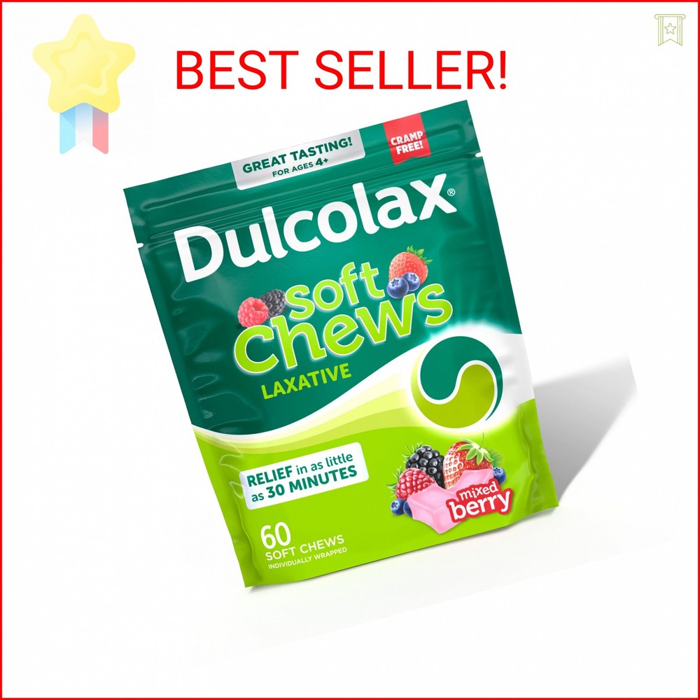 Dulcolax Saline Laxative Soft Chews, Gentle Constipation Relief, Mixed Berry Fla