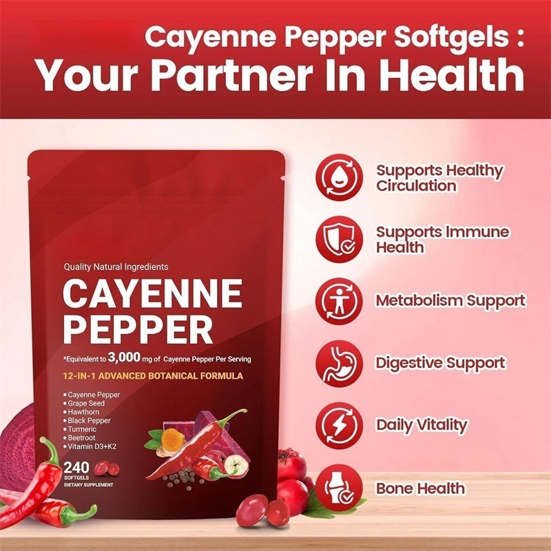 1/2/3 PCS Pepper Softgels Supplement, Supports Leg VeinHeart and Blood Vessel