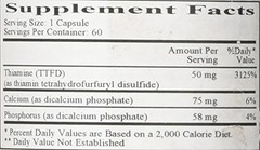 Ecological Formulas Allithiamine Vitamin B1 50 Mg, White, 60 Count
