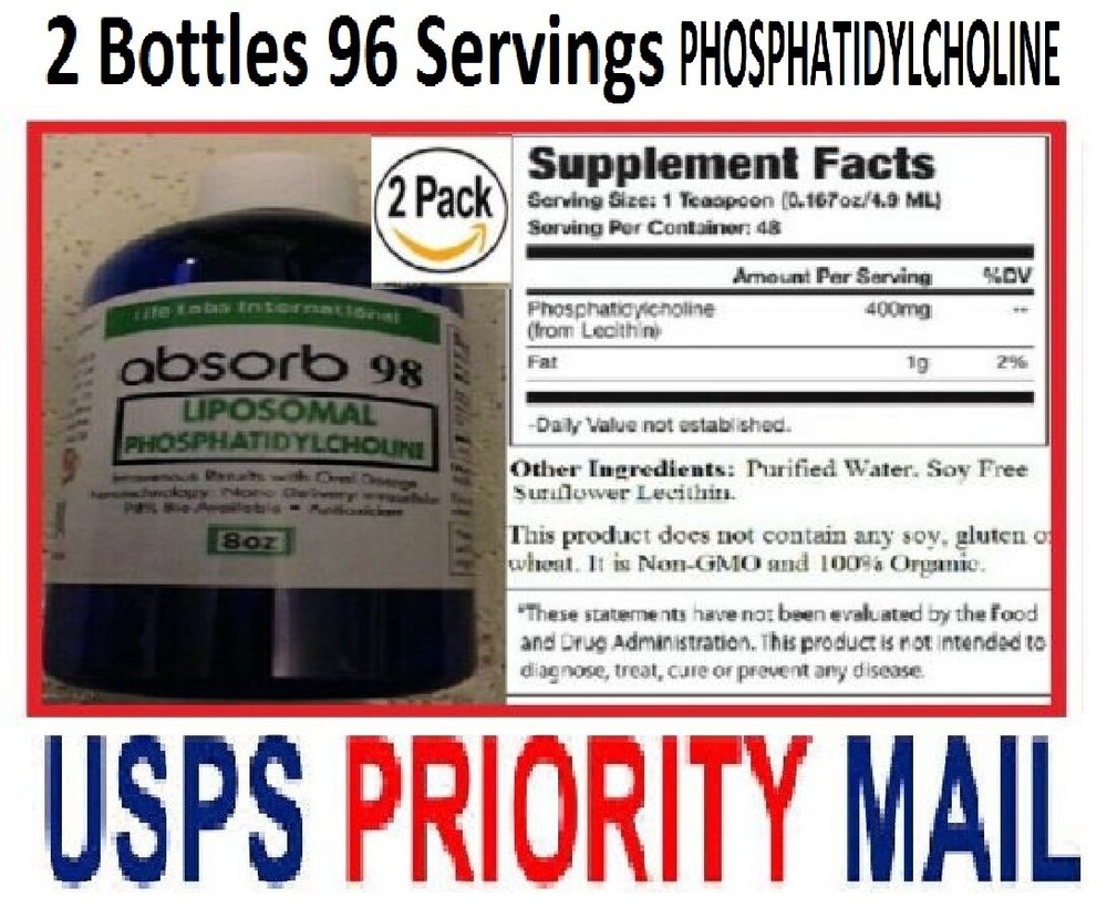 2 Bottles – ABSORB 98 LIPOSOMAL PHOSPHATIDYLCHOLINE “96 SERVINGS” ORGANIC 2026